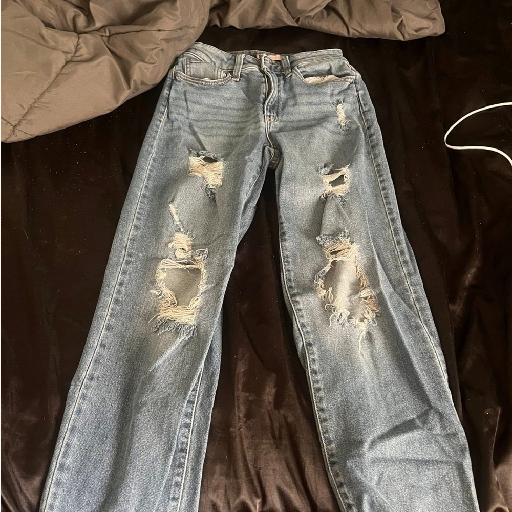 Kohl's Light Blue Distressed Straight Leg Jeans